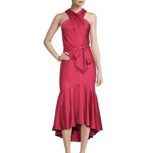 Taylor Dress NWT Red Satin fit and flare high neck gown sz 8